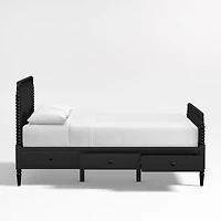 Jenny Lind Black Wood Spindle Kids Full Storage Bed