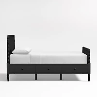 Jenny Lind Black Wood Spindle Kids Full Storage Bed