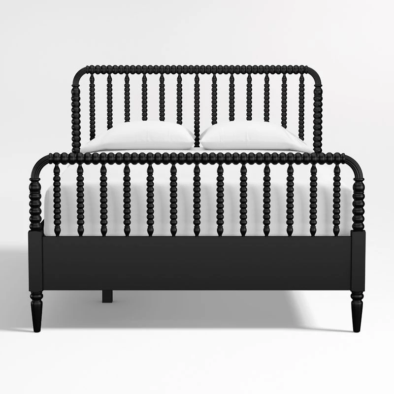 Jenny Lind Black Wood Spindle Kids Full Storage Bed
