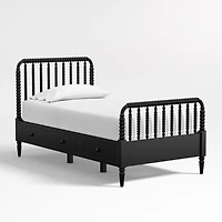 Jenny Lind Black Wood Spindle Kids Full Storage Bed