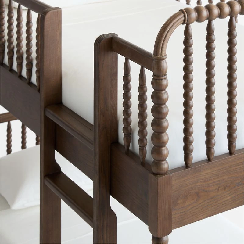 Jenny Lind Deep Brown Wood Spindle Kids Twin Bunk Bed