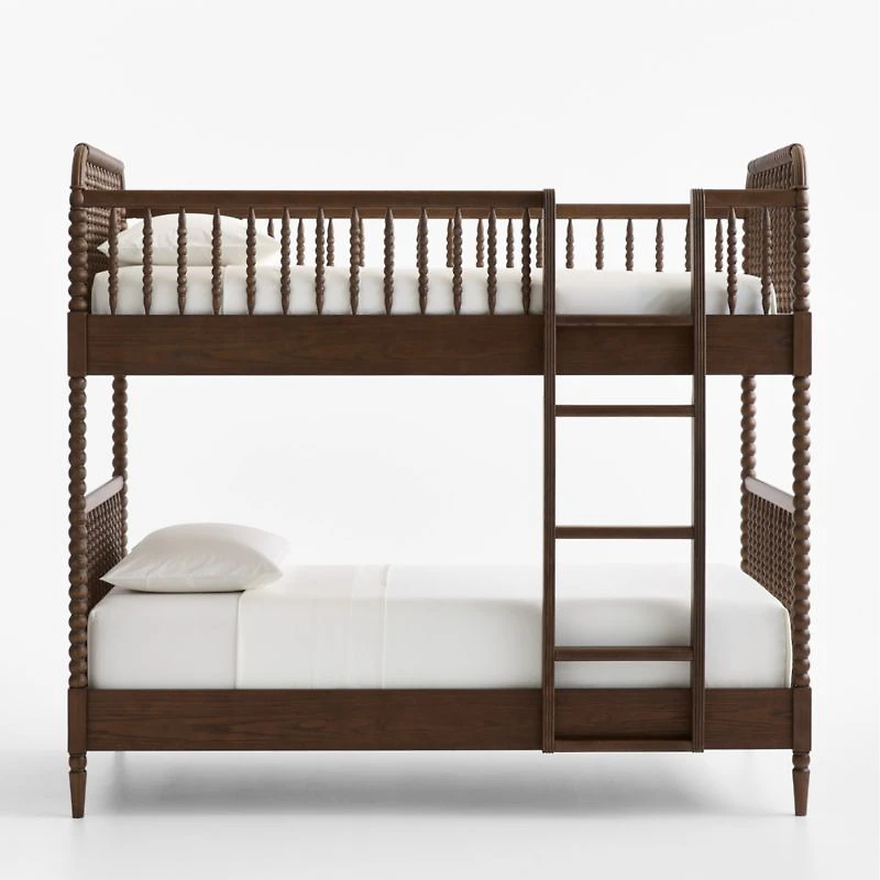 Jenny Lind Deep Brown Wood Spindle Kids Twin Bunk Bed