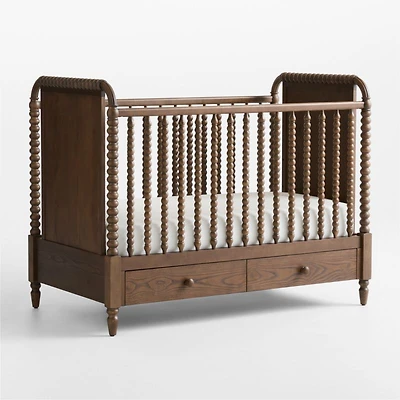 Jenny Lind Heirloom Deep Brown Wood Convertible Storage Baby Crib