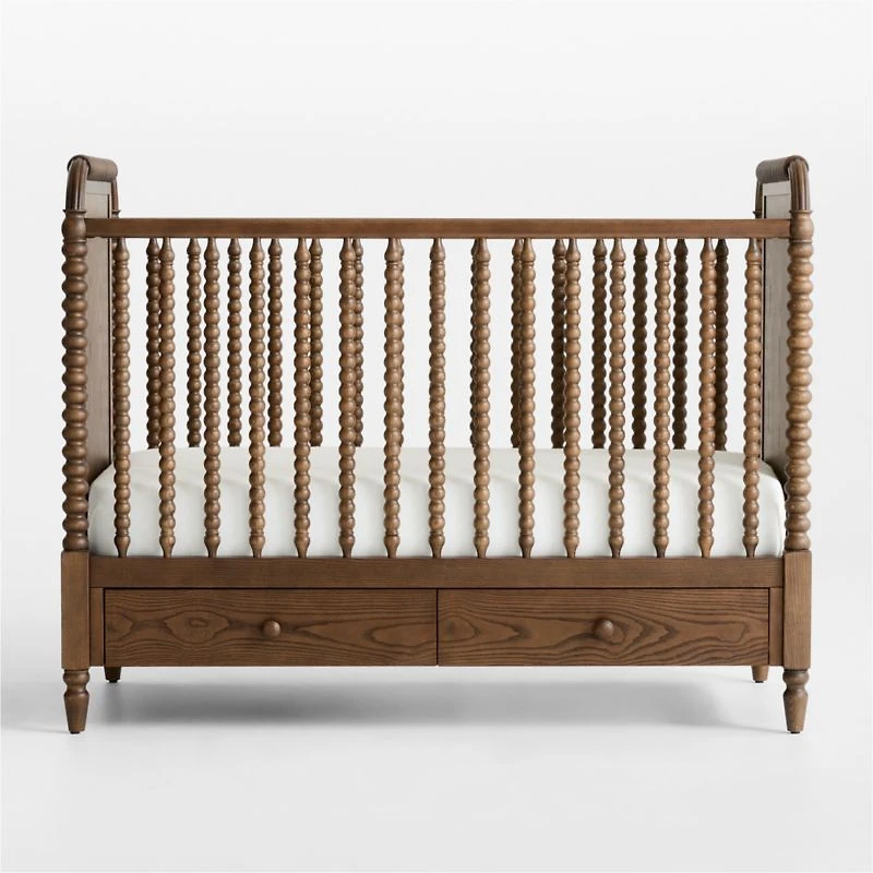 Jenny Lind Heirloom Deep Brown Wood Convertible Storage Baby Crib
