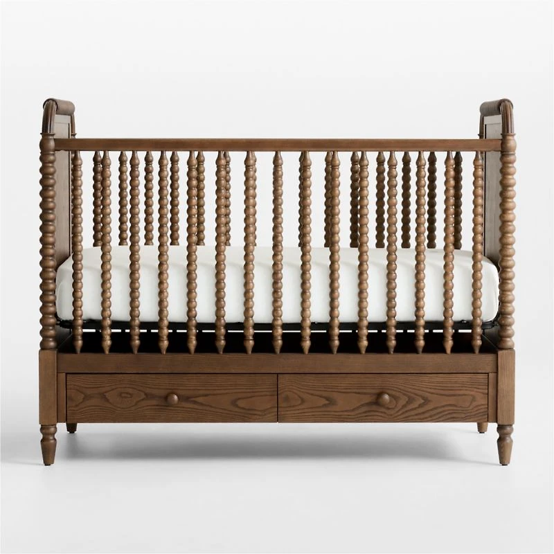Jenny Lind Heirloom Deep Brown Wood Convertible Storage Baby Crib