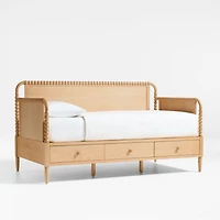Jenny Lind Natural Maple Wood Spindle Kids Daybed With Storage