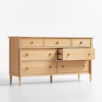 Jenny Lind 62" Natural Maple Wood Extra Wide 7-Drawer Kids Dresser