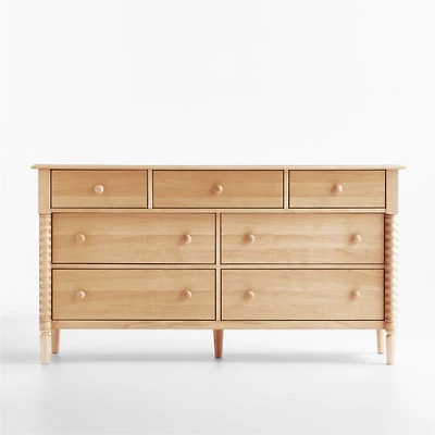 Jenny Lind 62" Natural Maple Wood Extra Wide 7-Drawer Kids Dresser