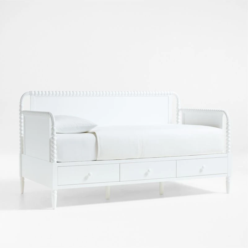 Jenny Lind White Wood Spindle Kids Daybed With Storage