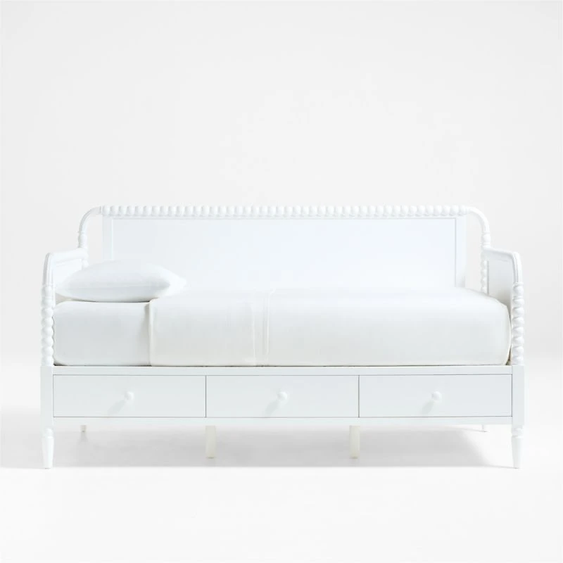 Jenny Lind White Wood Spindle Kids Daybed With Storage