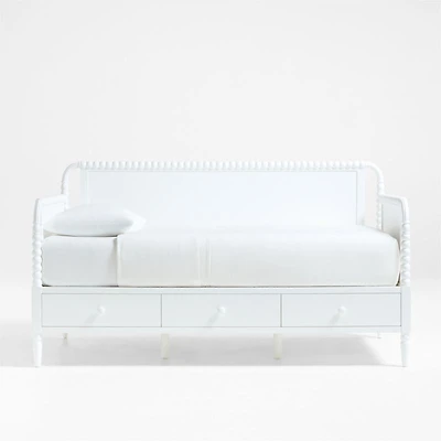 Jenny Lind White Wood Spindle Kids Daybed With Storage