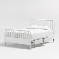 Jenny Lind White Wood Spindle Kids Full Storage Bed