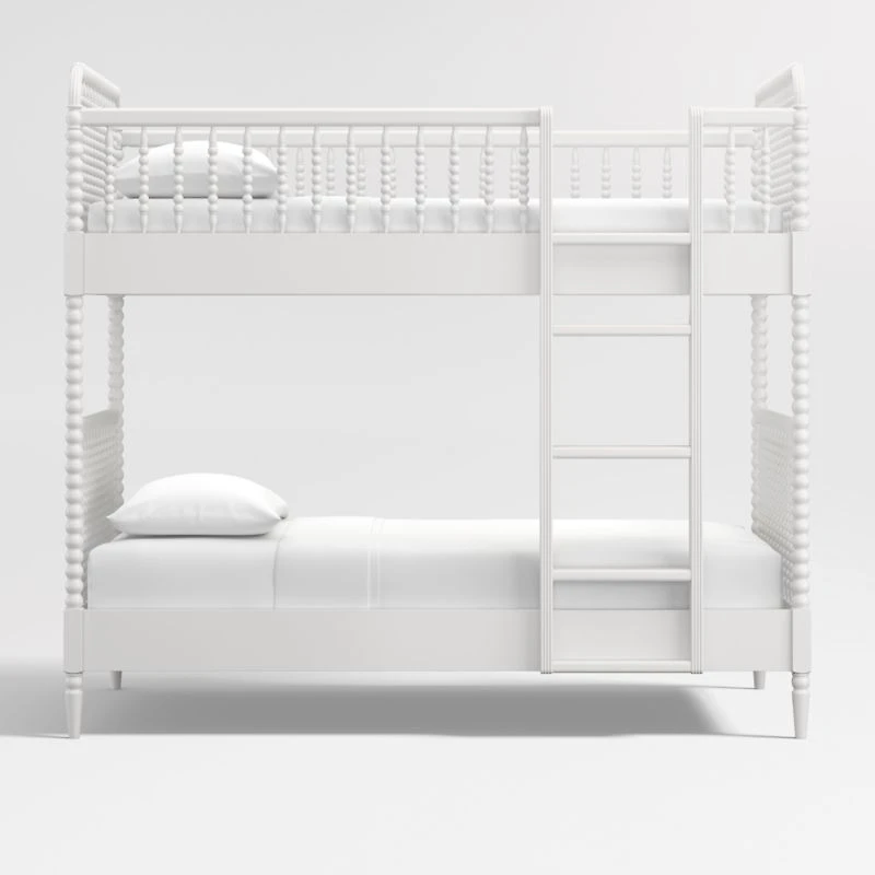 Jenny Lind White Wood Spindle Kids Twin Bunk Bed