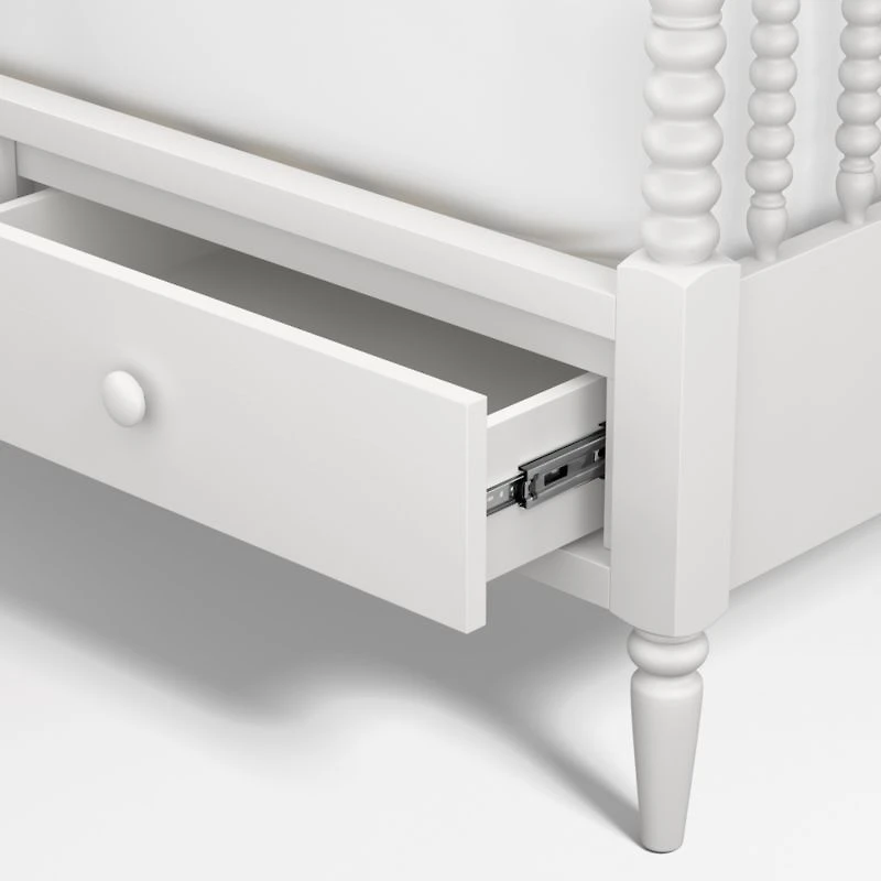 Jenny Lind White Wood Spindle Kids Twin Storage Bed