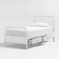Jenny Lind White Wood Spindle Kids Twin Storage Bed
