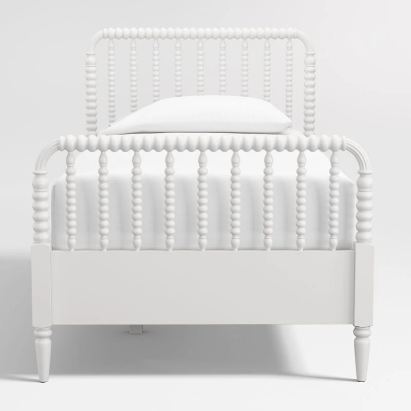 Jenny Lind White Wood Spindle Kids Twin Storage Bed
