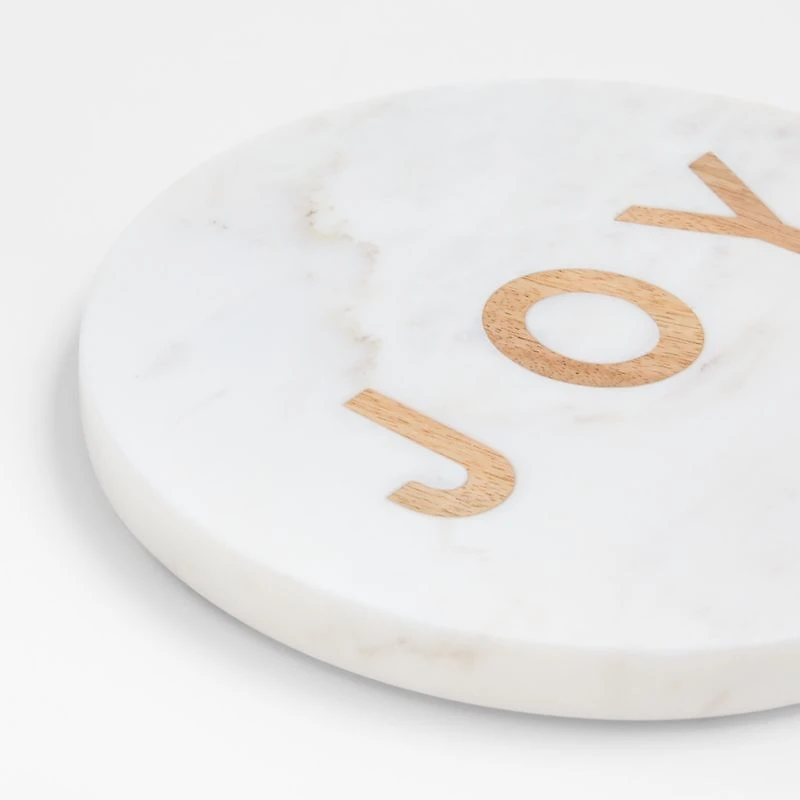 "JOY" Marble and Wood Trivet