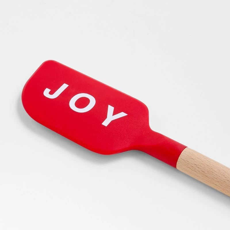 "JOY" Red Silicone and Wood Spatula