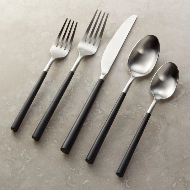 Jace 5-Piece Black Handle Flatware Place Setting