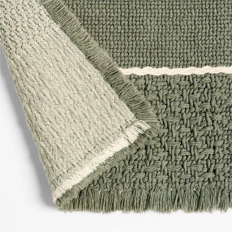 Jacquard Stripe Shadow Sage and Undyed Bath Mat 24"x36"