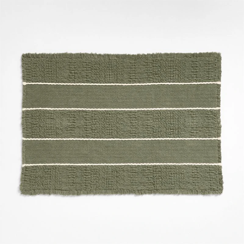 Jacquard Stripe Shadow Sage and Undyed Bath Mat 24"x36"