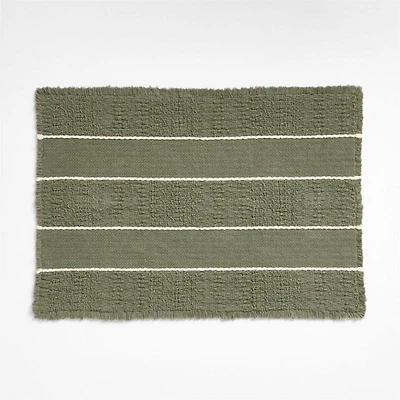 Jacquard Stripe Shadow Sage and Undyed Bath Mat 24"x36"
