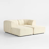 Jade Heathered Ivory 4-piece Kids Puffer Corner Chair and Ottoman Modular Sofa
