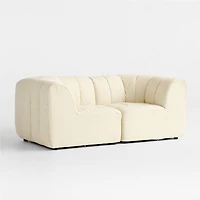 Jade Heathered Ivory 2-piece Kids Puffer Corner Chair Modular Sofa