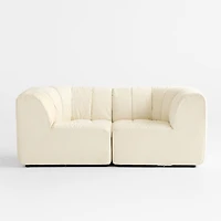 Jade Heathered Ivory 2-piece Kids Puffer Corner Chair Modular Sofa