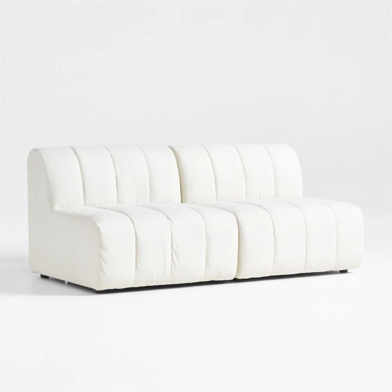Jade Heathered Ivory 2-Piece Kids Puffer Armless Modular Sofa