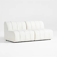 Jade Heathered Ivory 2-Piece Kids Puffer Armless Modular Sofa