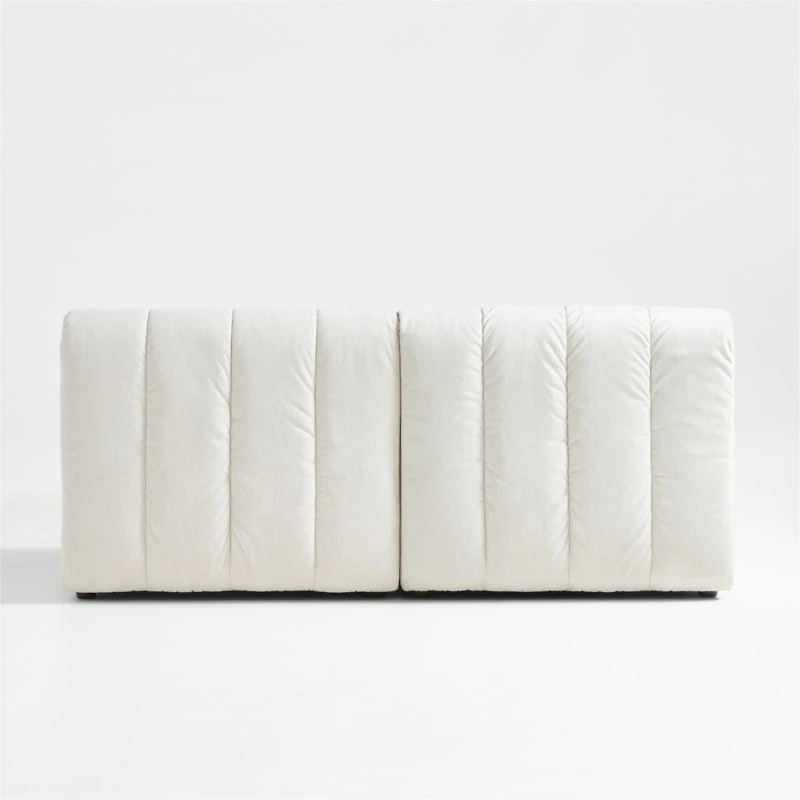 Jade Heathered Ivory 2-Piece Kids Puffer Armless Modular Sofa