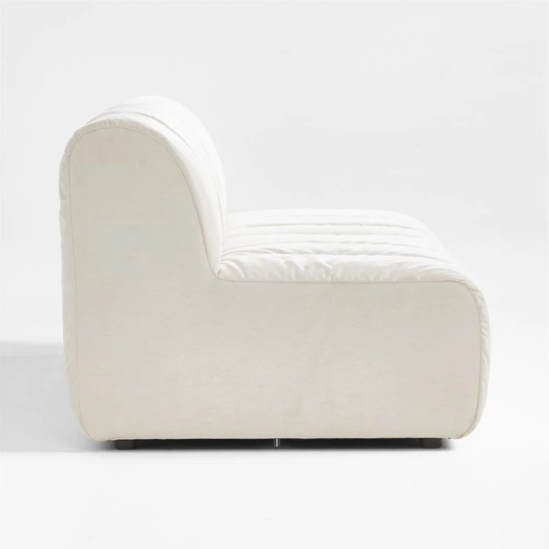 Jade Heathered Ivory 2-Piece Kids Puffer Armless Modular Sofa