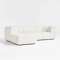 Jade Heathered Ivory 3-Piece Kids Puffer Modular Sofa + Ottoman