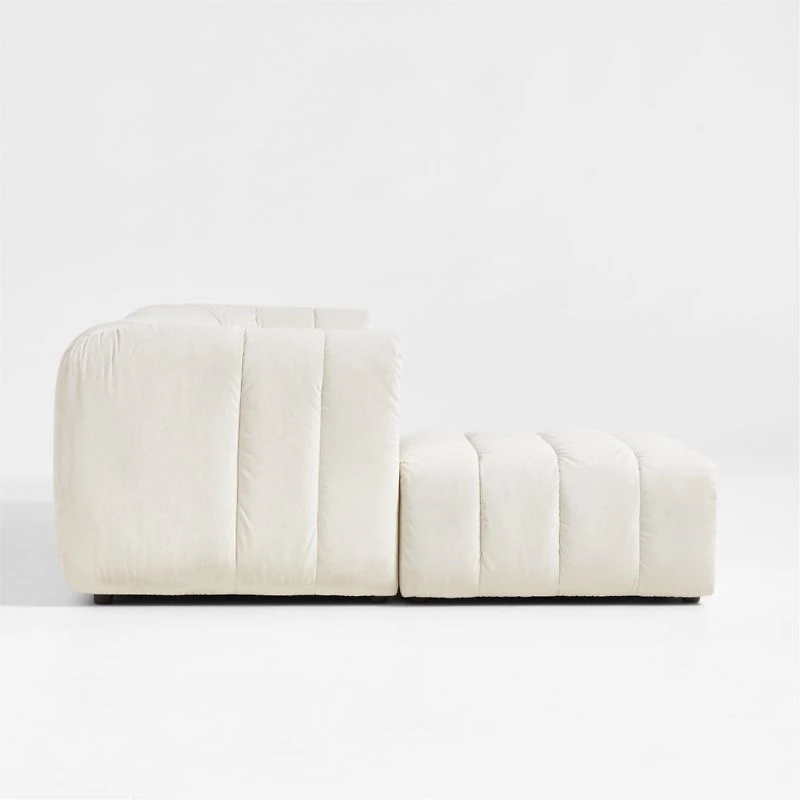 Jade Heathered Ivory 3-Piece Kids Puffer Modular Sofa + Ottoman
