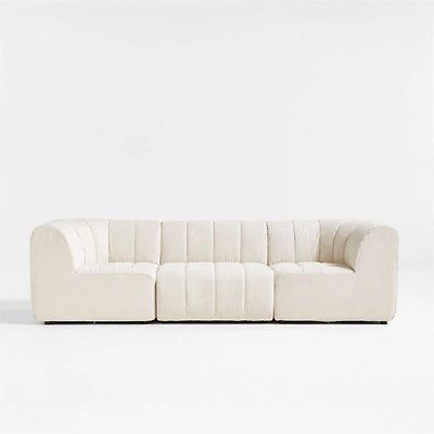 Jade Heathered Ivory -Piece Kids Puffer Modular Sofa