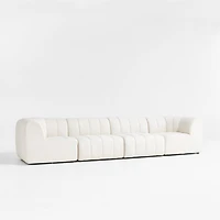 Jade Heathered Ivory 4-Piece Kids Puffer Modular Sofa