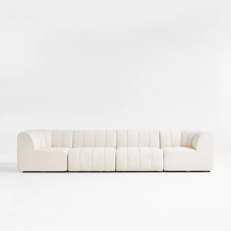 Jade Heathered Ivory 4-Piece Kids Puffer Modular Sofa