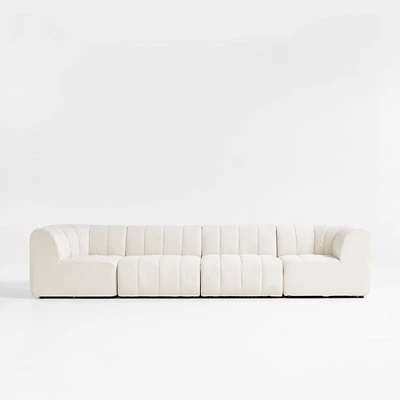 Jade Heathered Ivory 4-Piece Kids Puffer Modular Sofa