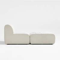 Jade Heathered Ivory Kids Puffer Armless Chair + Ottoman