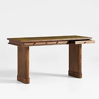 Jake Cocoa Leather and Elm Wood Desk with Drawers by Jake Arnold