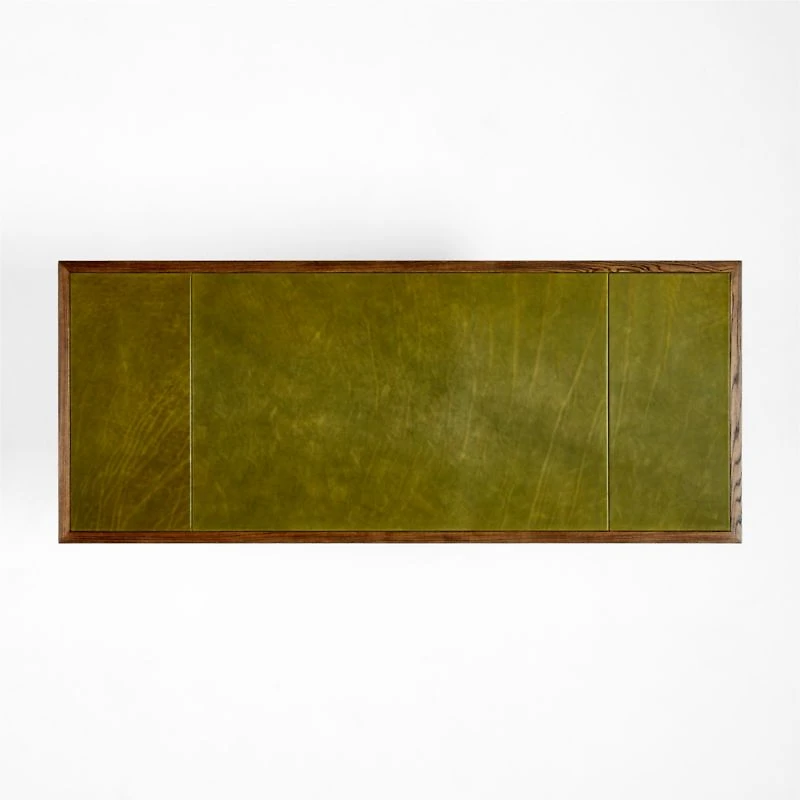 Jake Cocoa Leather and Elm Wood Desk with Drawers by Jake Arnold