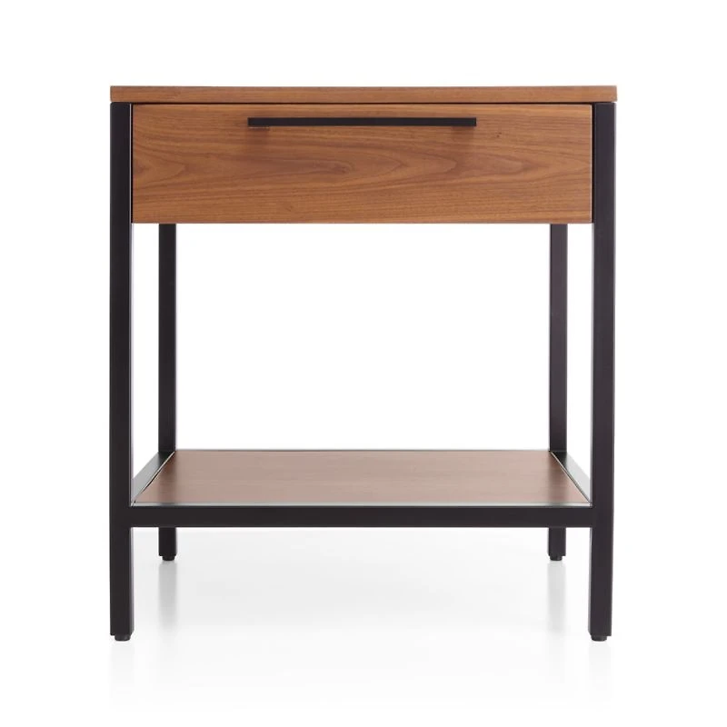 James Walnut with Black Frame Nightstand