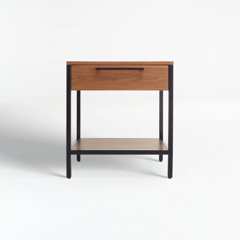 James Walnut with Black Frame Nightstand