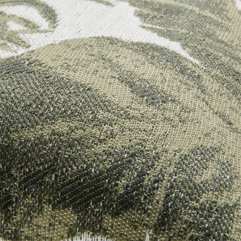 Jacquard Palm Leaf 22"x15" Juniper Green Outdoor Throw Pillow