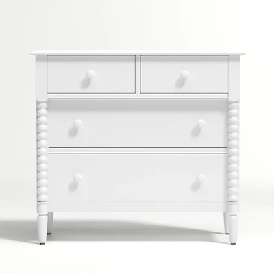 Jenny Lind 37" White Wood Narrow 4-Drawer Kids Dresser