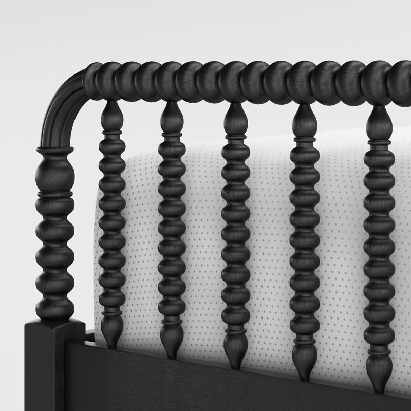 Jenny Lind Black Wood Spindle Kids Queen Bed