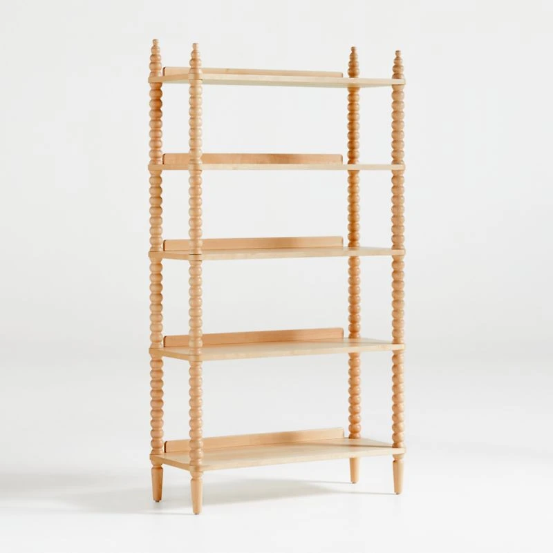 Jenny Lind Maple Wood Spindle 5-Shelf Bookcase