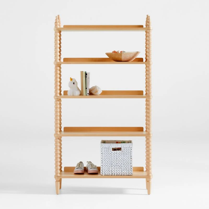 Jenny Lind Maple Wood Spindle 5-Shelf Bookcase