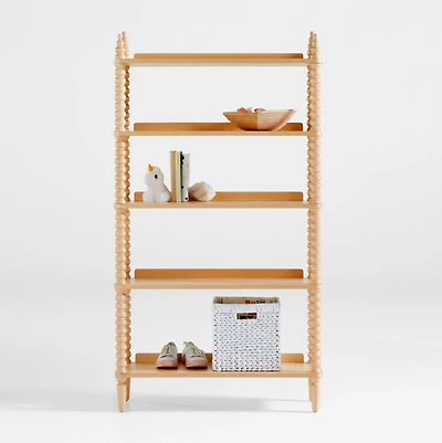 Jenny Lind Maple Wood Spindle 5-Shelf Bookcase
